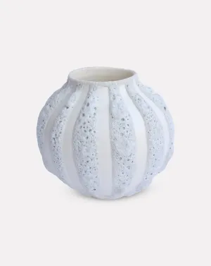 White Stripe Vase Low