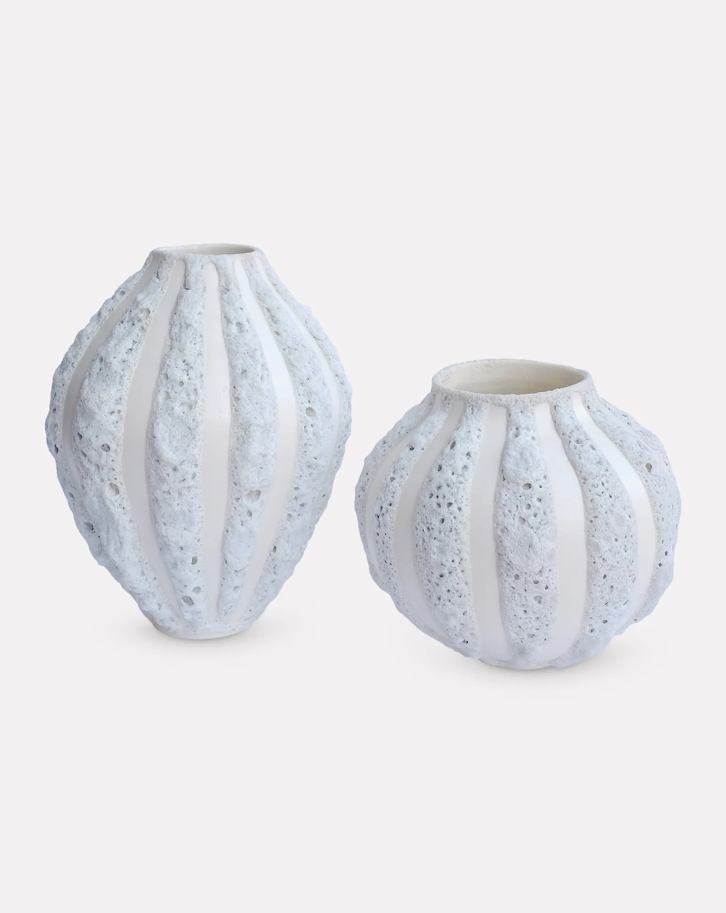 White Stripe Vase Low