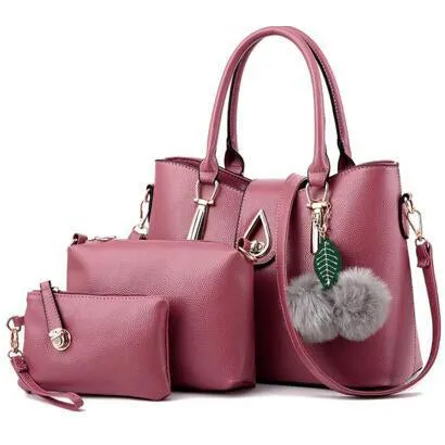 Women Faux-Leather Set of Beautifully Crafted Tote Sling Satchel Handbags