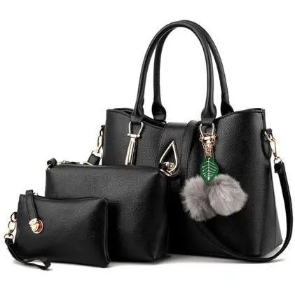 Women Faux-Leather Set of Beautifully Crafted Tote Sling Satchel Handbags