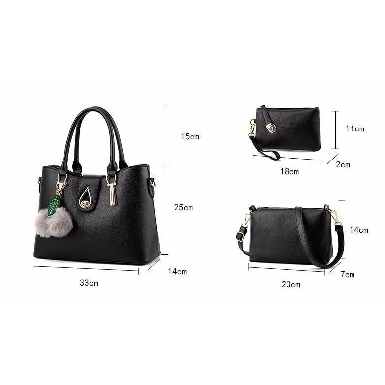 Women Faux-Leather Set of Beautifully Crafted Tote Sling Satchel Handbags