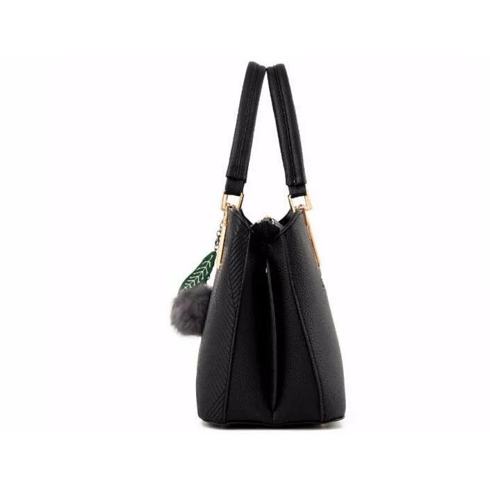 Women High Quality Faux-Leather Tote Cross-Body Handbag with Eye-Pleasing Tassels