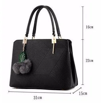 Women High Quality Faux-Leather Tote Cross-Body Handbag with Eye-Pleasing Tassels