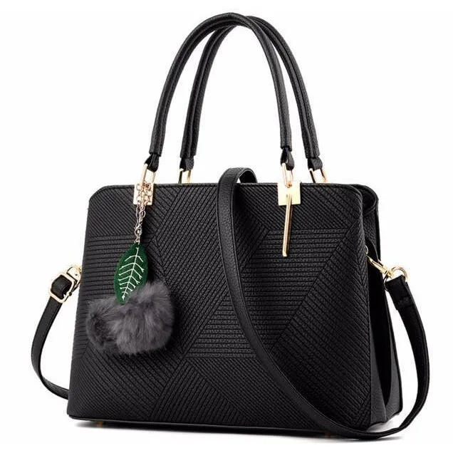 Women High Quality Faux-Leather Tote Cross-Body Handbag with Eye-Pleasing Tassels