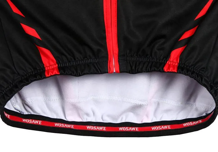 WOSAWE Black Red Long Sleeve Cycling Jersey Top