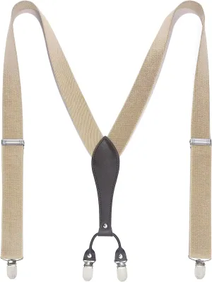 Y-shaped Adjustable Suspender with 6 Clips - 02 BEIGE